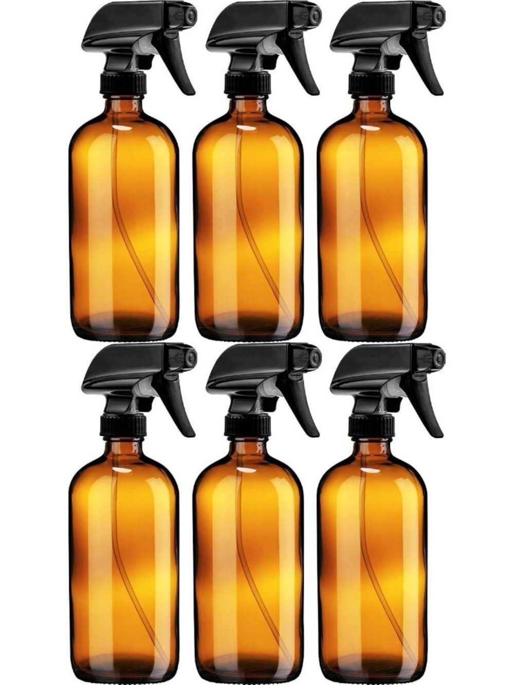 Large 16 oz Amber Glass Spray Bottles - Refillable for Essential Oils & Cleaning